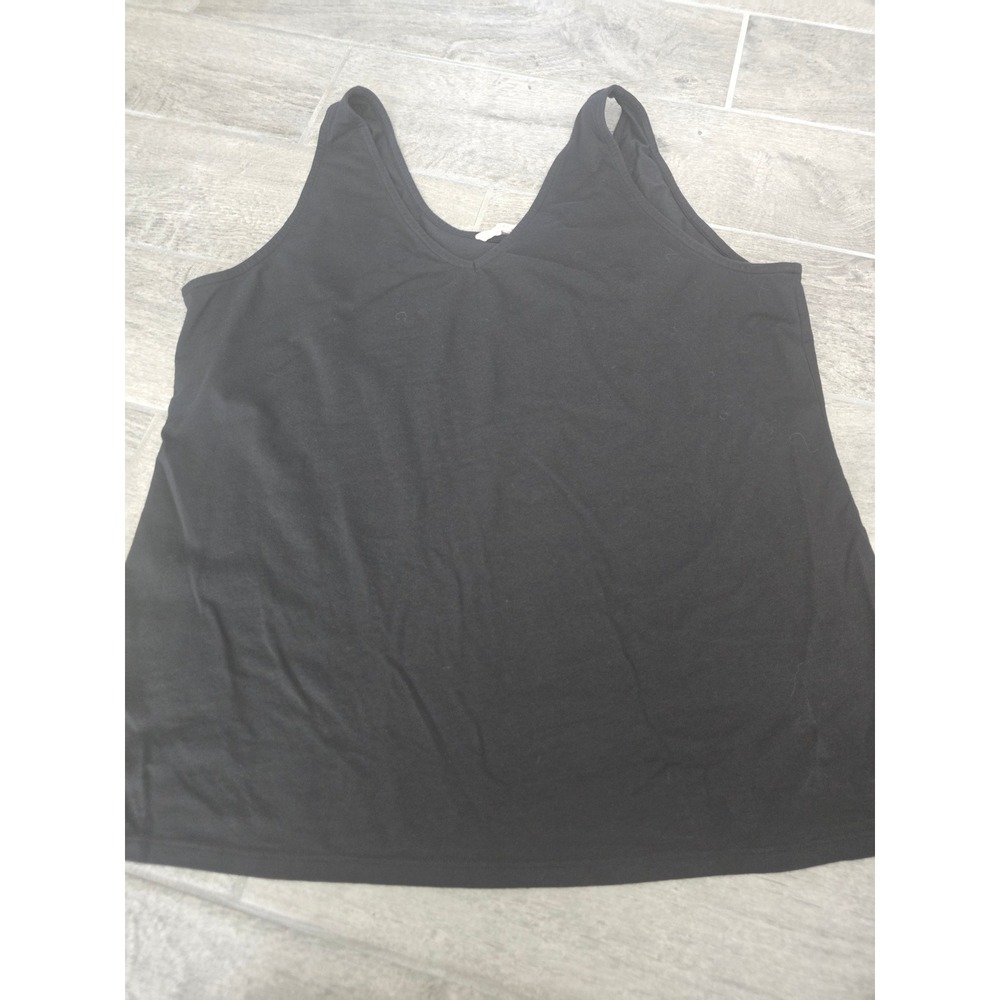 Soft Surroundings Black V Neck Tank Top Women's 2X Modal Cotton Blend Casual